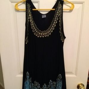 Blue Embroidered Summer Dress One Size